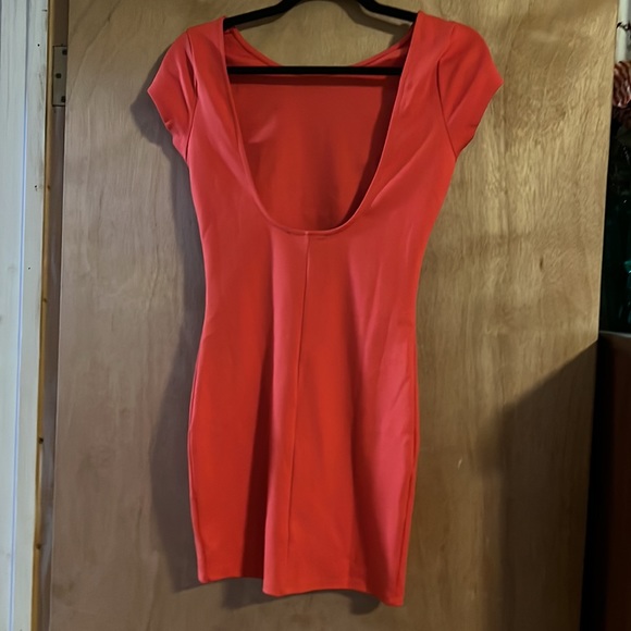 Nasty gal size small orange dress with flat silver stud accents - Picture 3 of 3